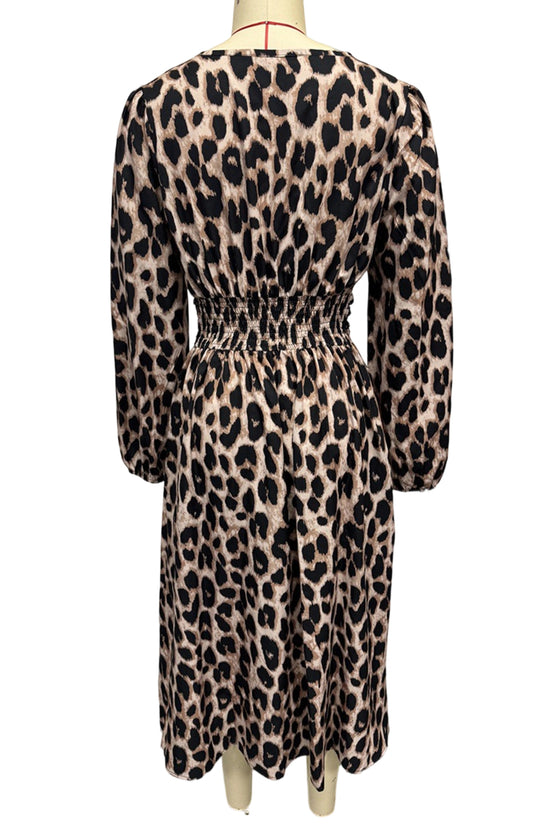 Chic Leopard Print Midi Dress