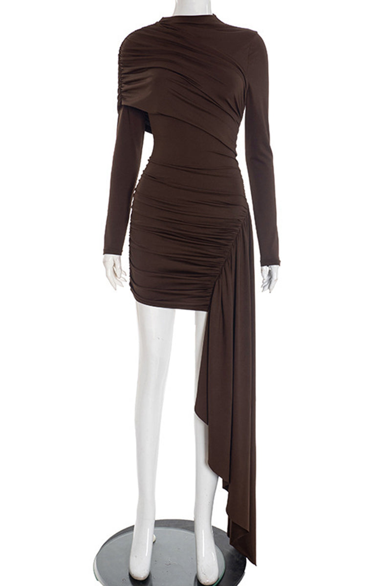 Draped Long Sleeve Bodycon Dress