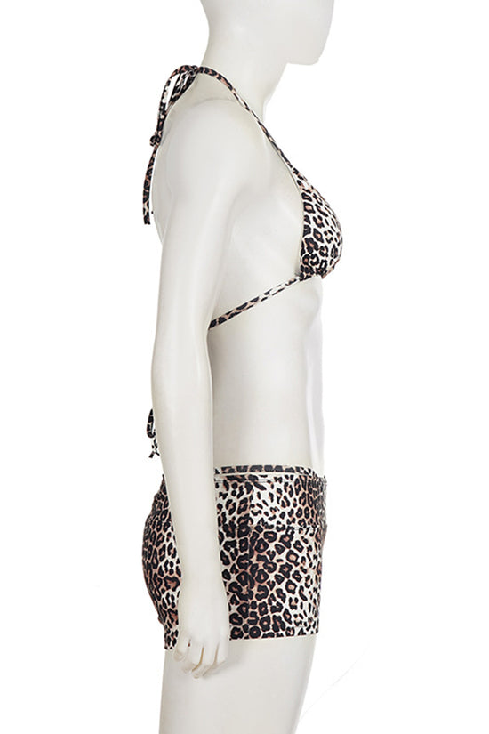 Leopard Print Tie Bikini Set