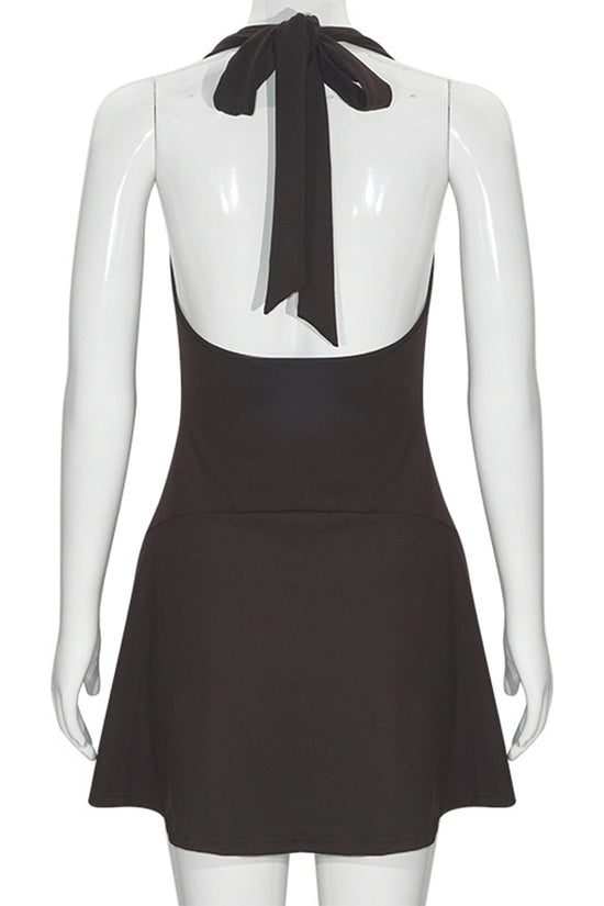 Halter Neck Ruched Casual Dress