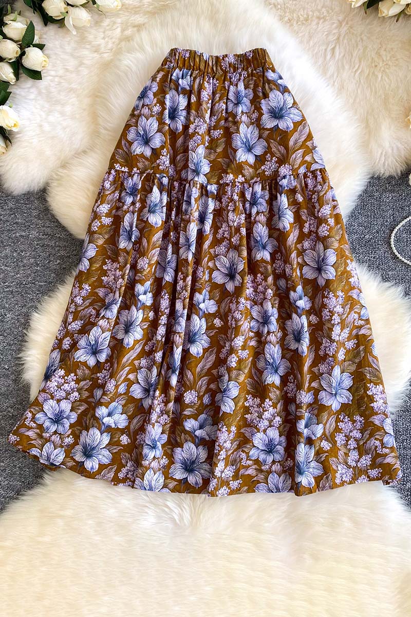 Floral Tiered Midi Skirt