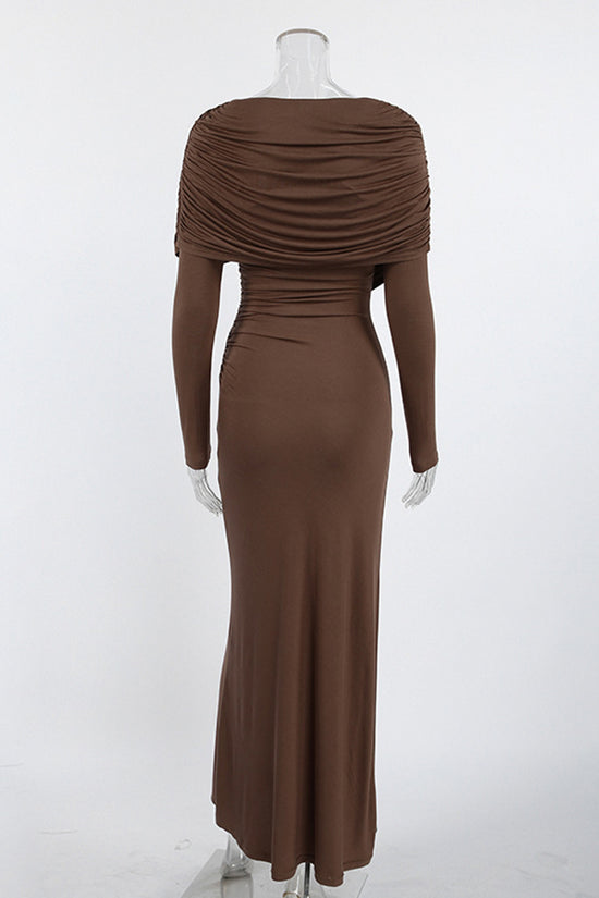 Draped Long Sleeve Casual Dress