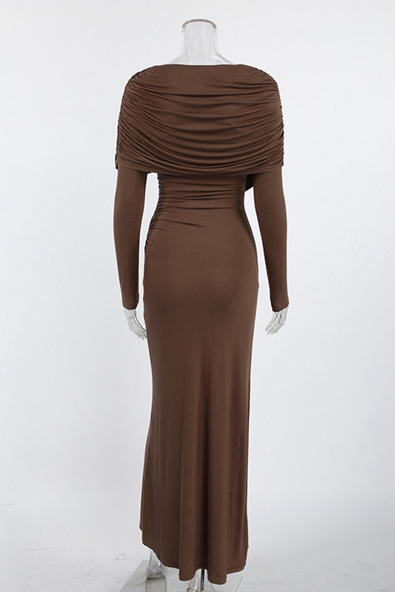 Draped Long Sleeve Casual Dress