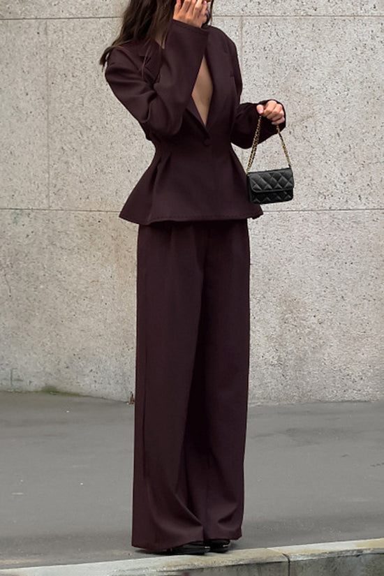 Elegant Tailored Suit Set with Wide-Leg Pants