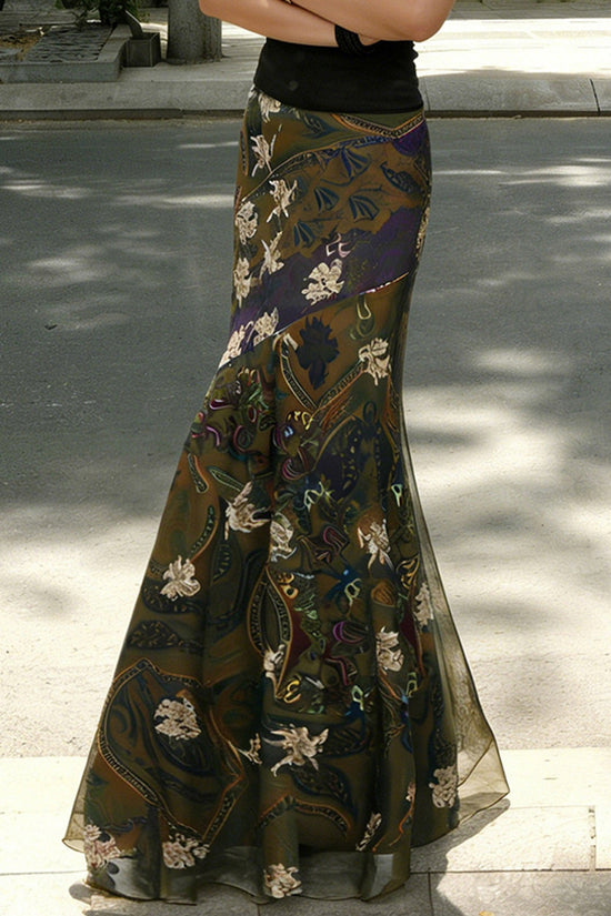 Floral Patterned Midi Skirt