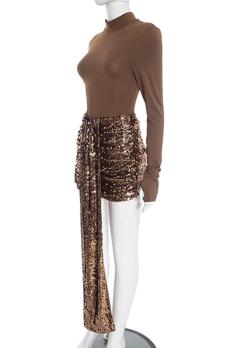 Elegant Sequin Skirt Set