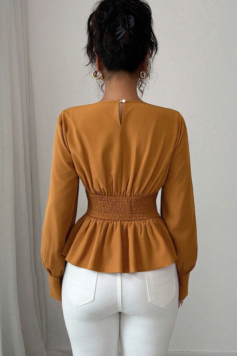 Peplum Long Sleeve Blouse