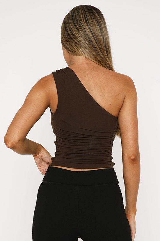 Chic One-Shoulder Ruched Tank Top