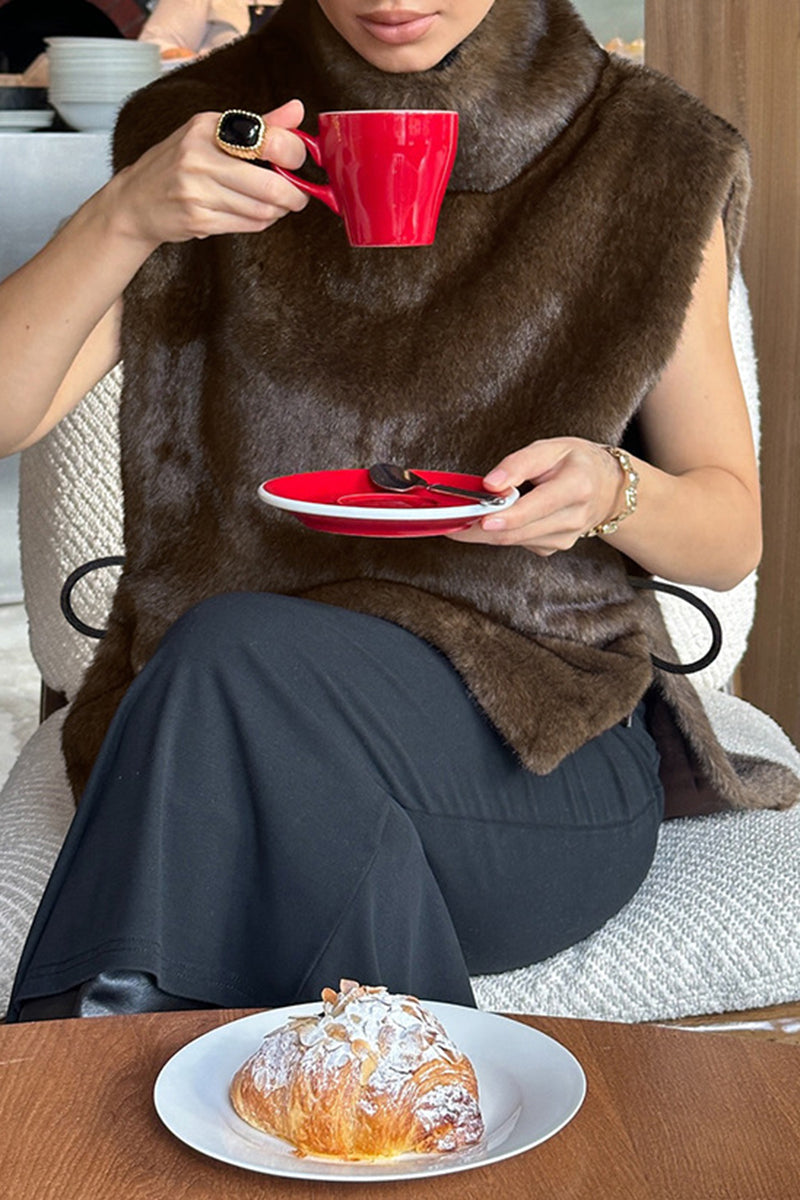 Chic High Neck Sleeveless Vest