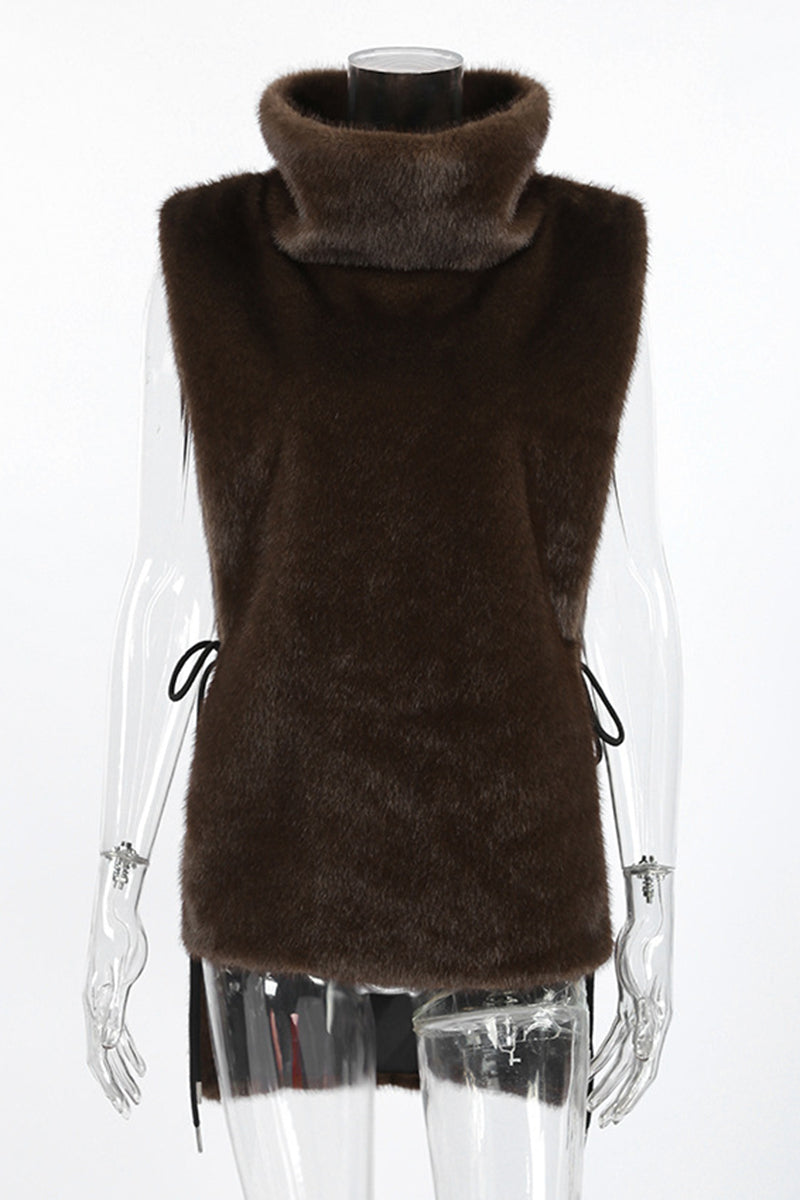 Chic High Neck Sleeveless Vest