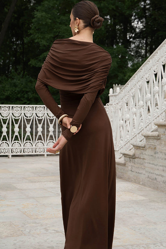 Draped Long Sleeve Casual Dress