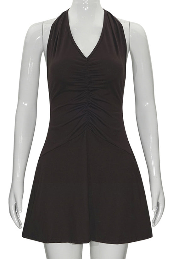 Halter Neck Ruched Casual Dress