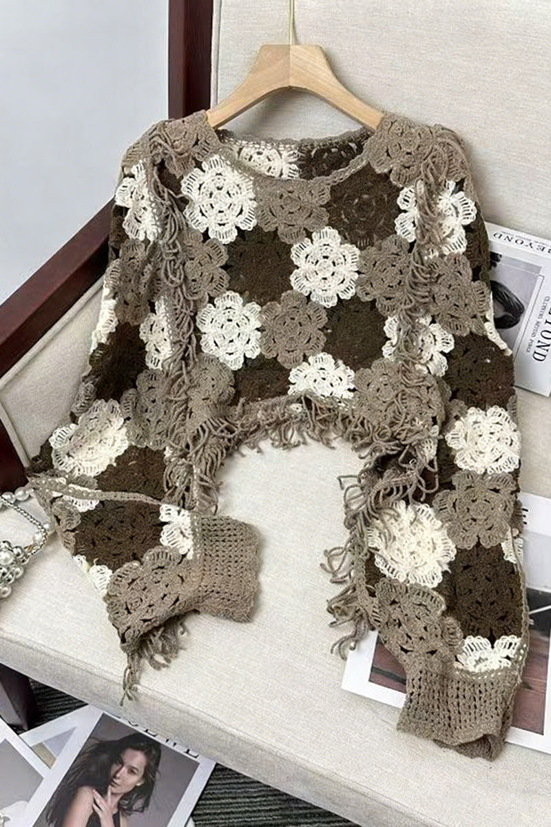 Crochet Fringe Detail Knit Top