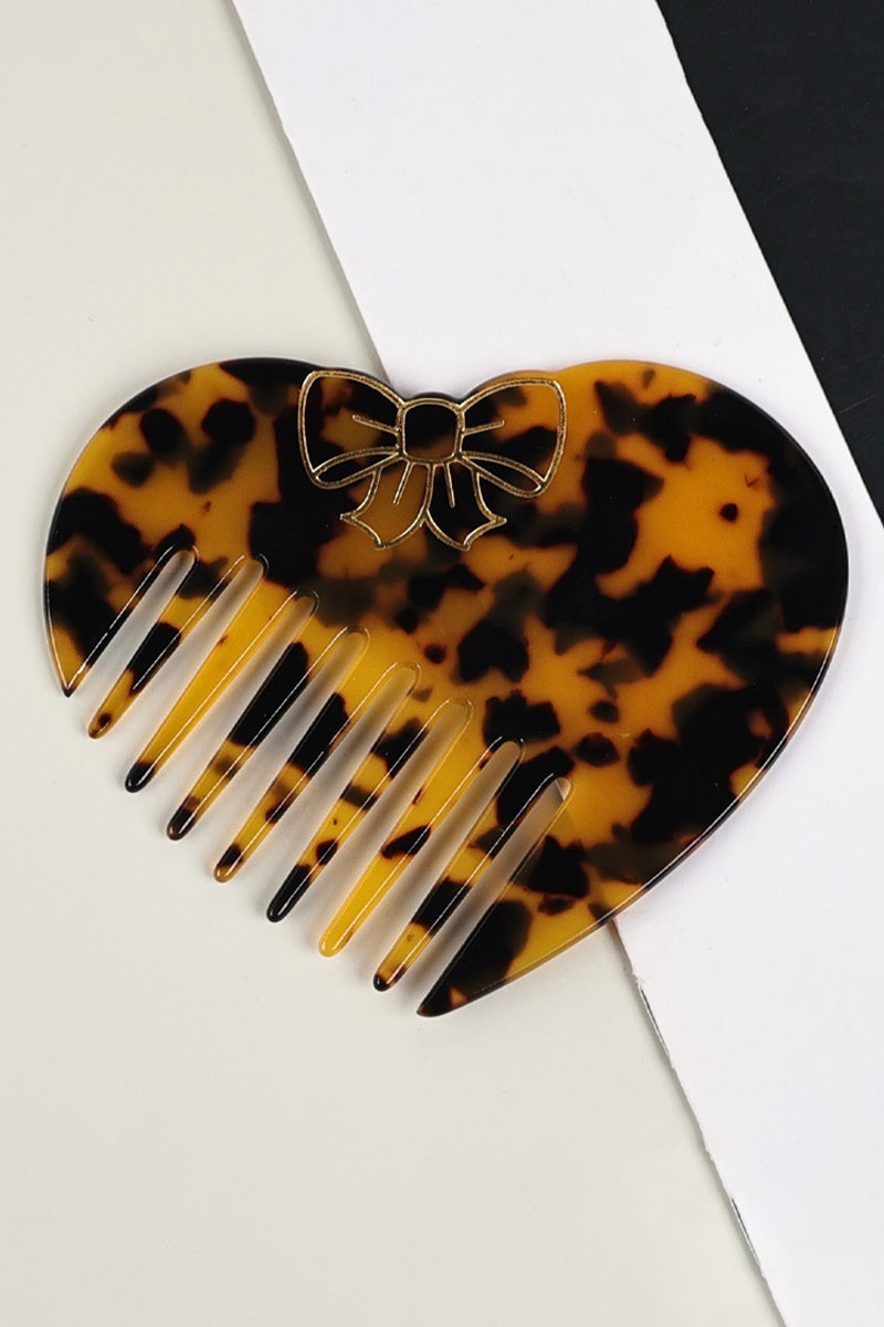 Heart-Shaped Bow Accent Hair Comb