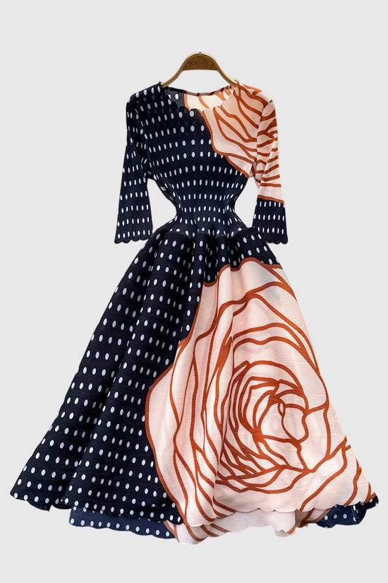 Geometric Floral Long Sleeve Dress