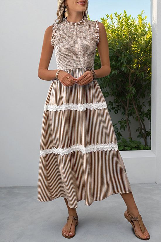 Sleeveless Striped Casual Midi Dress