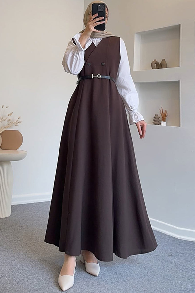 Shirt-Inspired Layered Button Dress