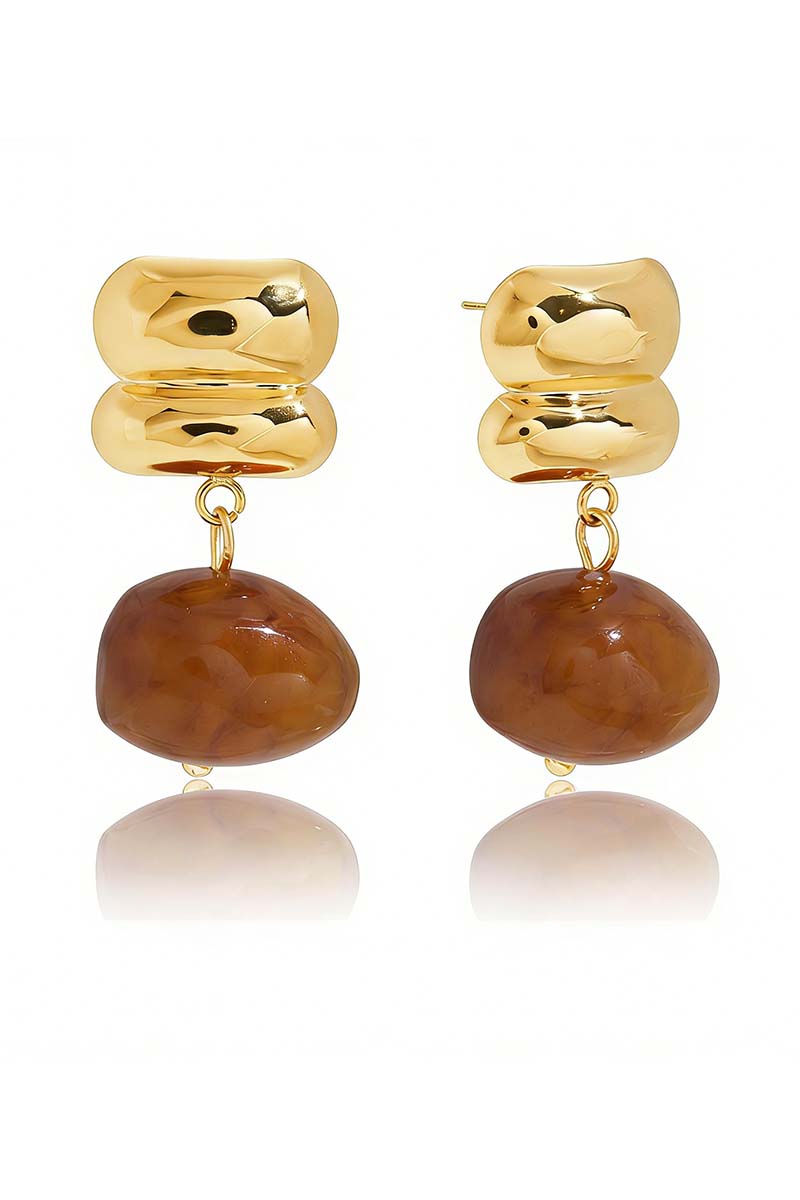 Chunky Gemstone Stainless Steel Earrings