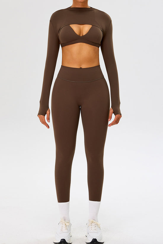 Cropped Long Sleeve Top and Leggings  Set