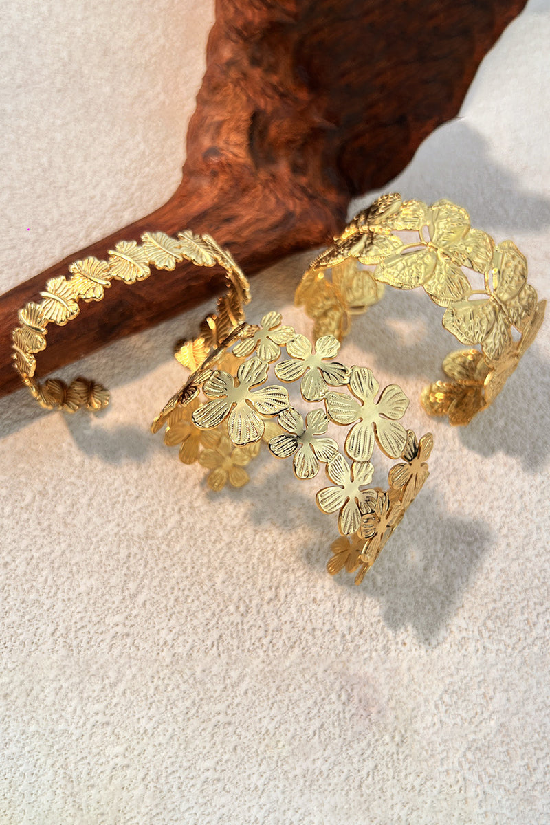 Leaf Motif Gold-Tone Bracelet