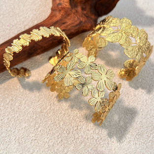 Leaf Motif Gold-Tone Bracelet