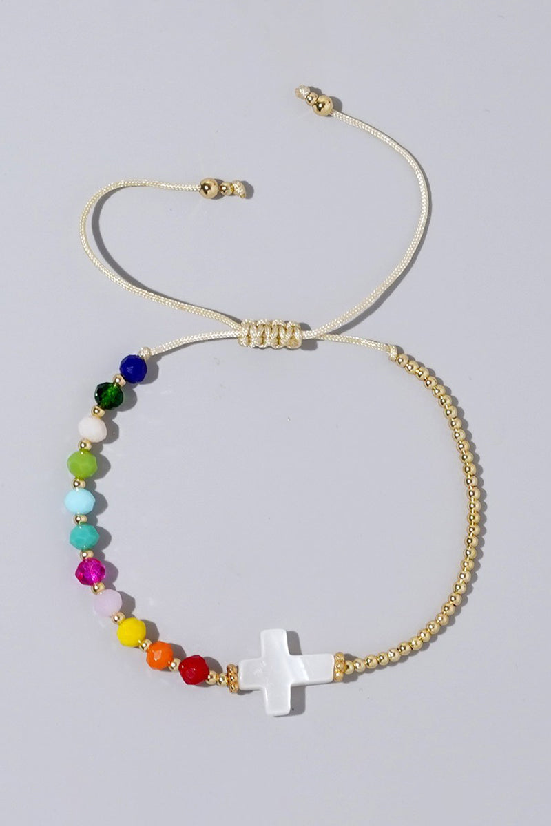 Elegant Beaded Cross Bracelet