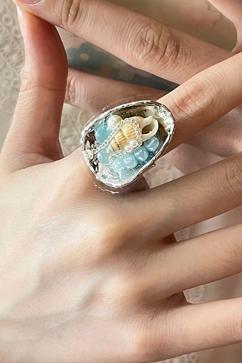 Ocean-Inspired Seashell Statement Ring
