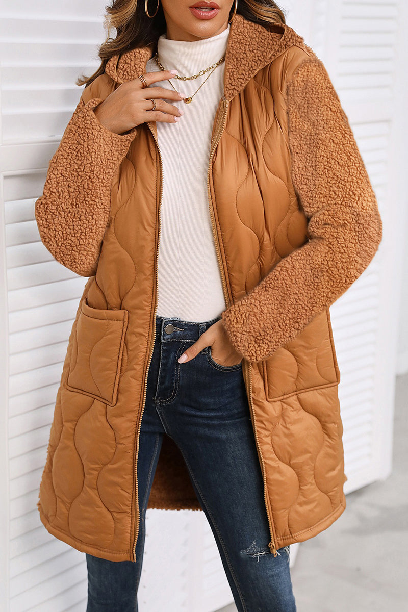 Quilted Longline Hooded Jacket