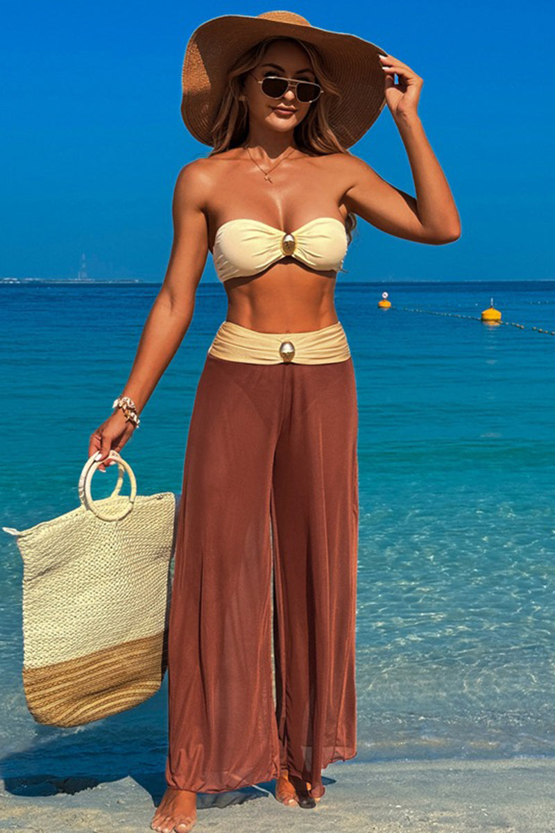 Chic Strapless Bikini with Flowing Cover-Up