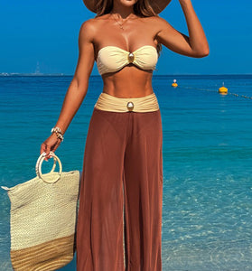 Chic Strapless Bikini with Flowing Cover-Up
