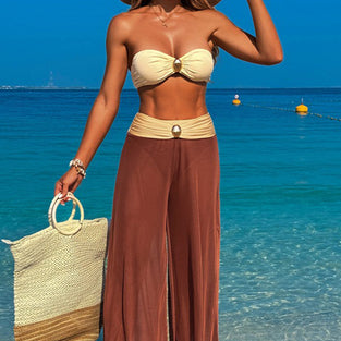 Chic Strapless Bikini with Flowing Cover-Up