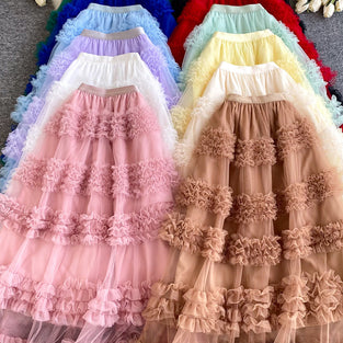 Ruffle Layered Midi Skirt