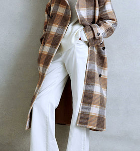 Plaid Belted Double-Breasted Coat