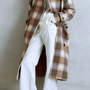 Plaid Belted Double-Breasted Coat