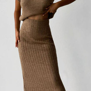 Ribbed Knit Skirt Set