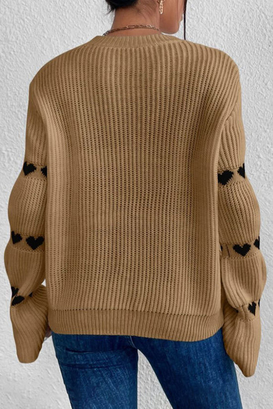 Heart Accents Bell Sleeve Sweater