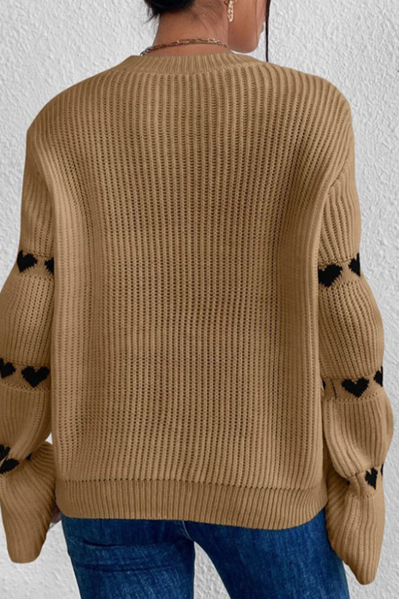 Heart Pattern Flare Sleeve Sweater