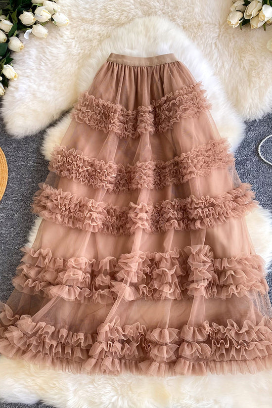Ruffle Layered Midi Skirt