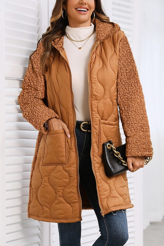 Quilted Longline Hooded Jacket