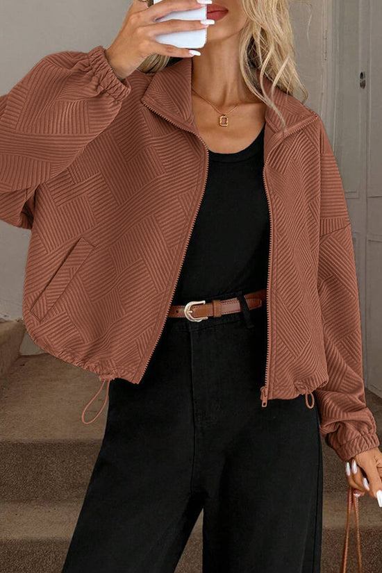 Textured Zip-Up Casual Jacket