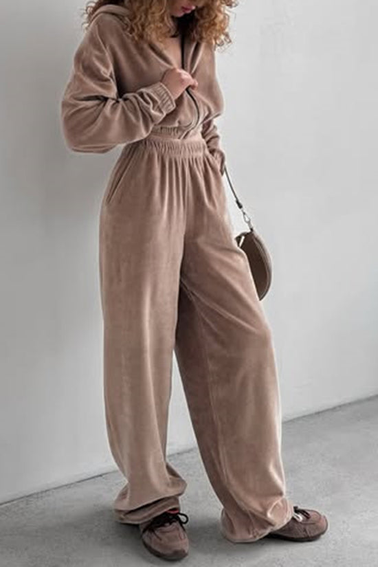 Cozy Hooded Zip-Up Activewear Set