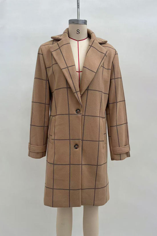 Elegant Checkered Long Coat