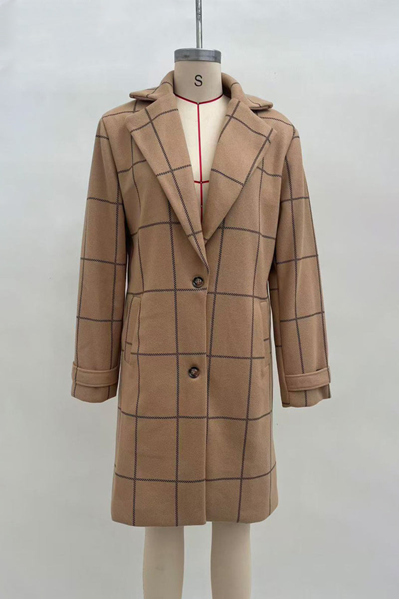 Elegant Checkered Long Coat