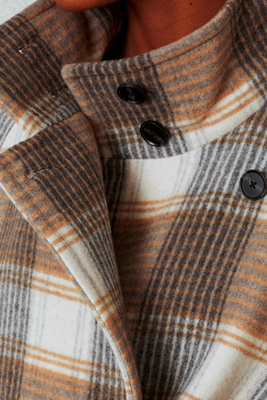 Plaid Belted Double-Breasted Coat