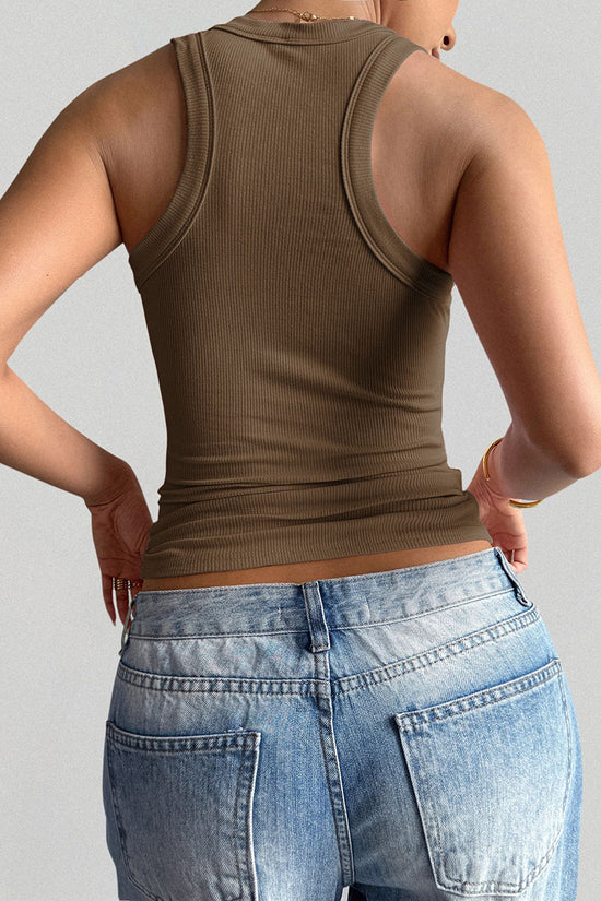Scoop Neck Sleeveless Ribbed Tank