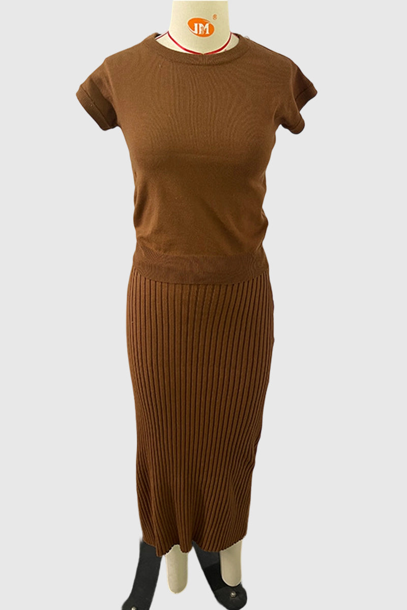 Ribbed Knit Skirt Set