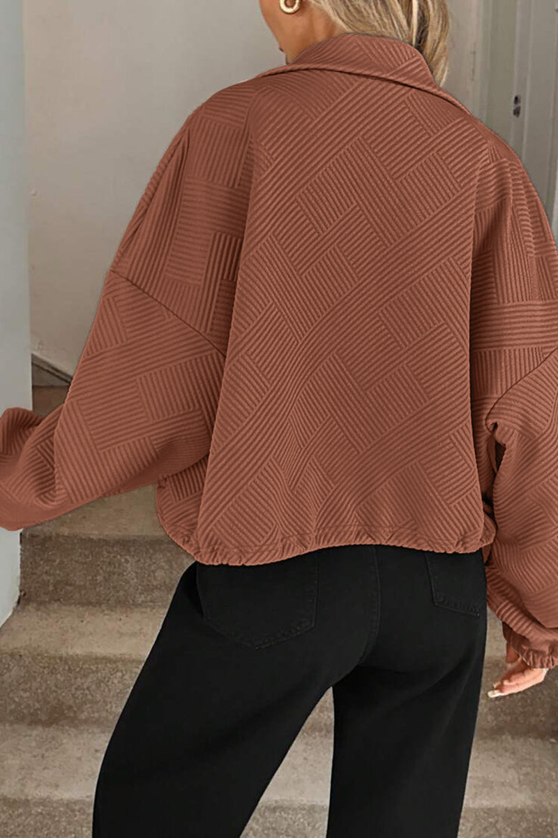 Textured Zip-Up Casual Jacket