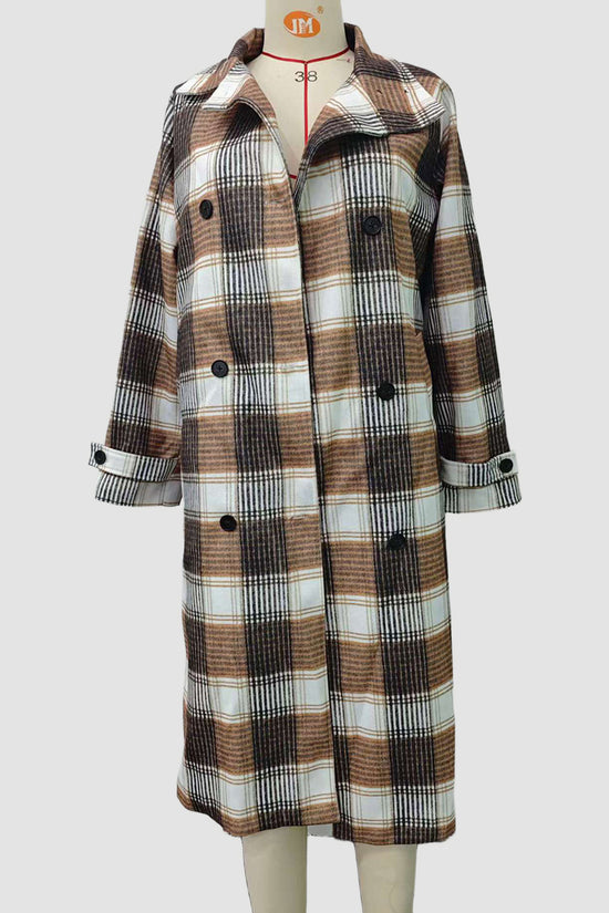 Plaid Belted Double-Breasted Coat