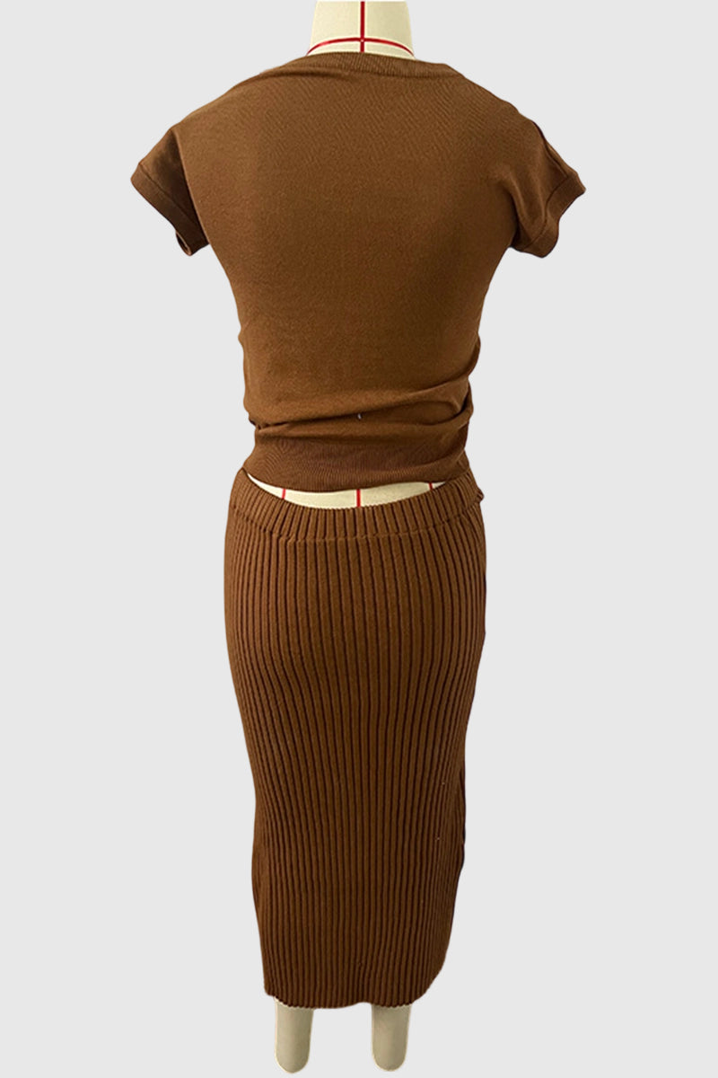 Ribbed Knit Skirt Set