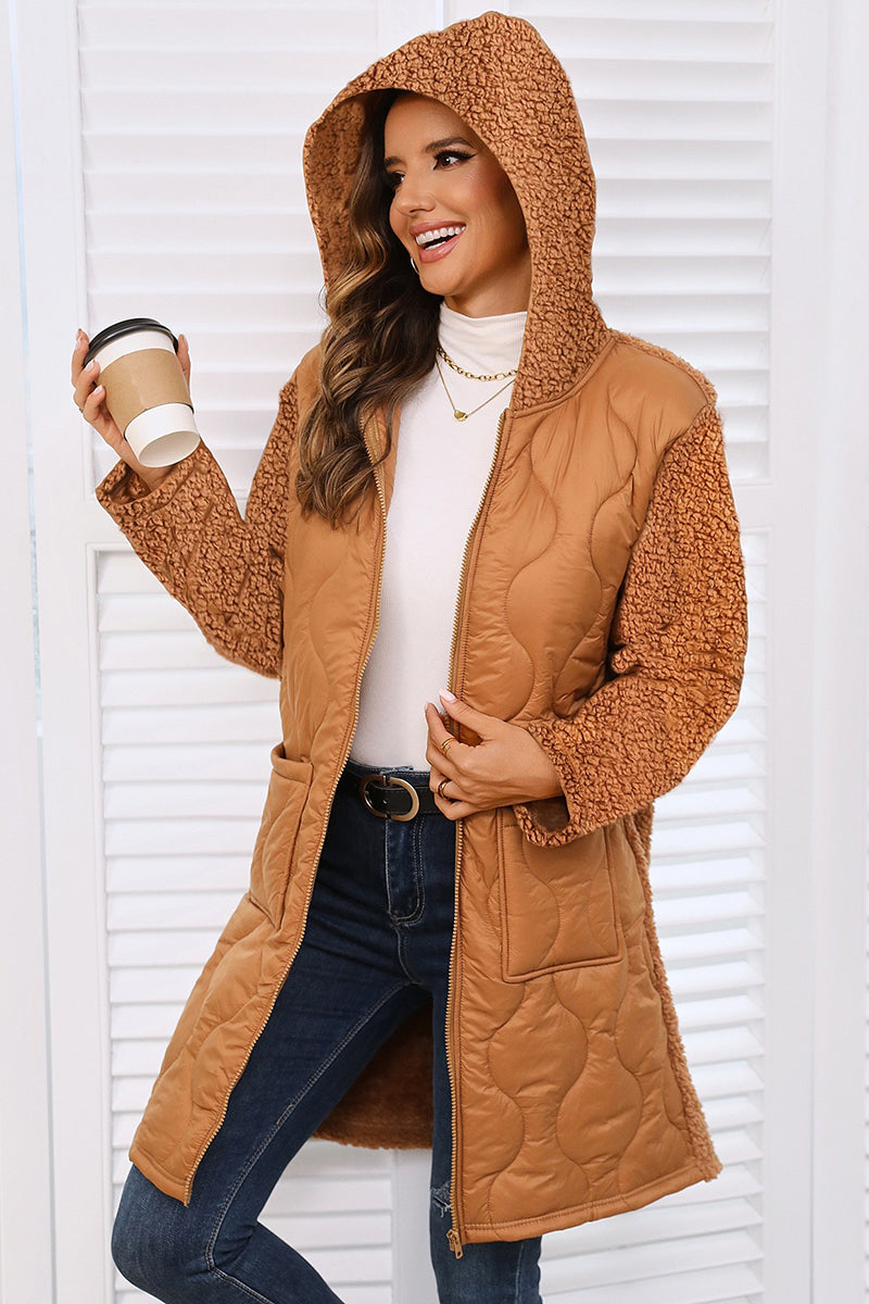 Quilted Longline Hooded Jacket
